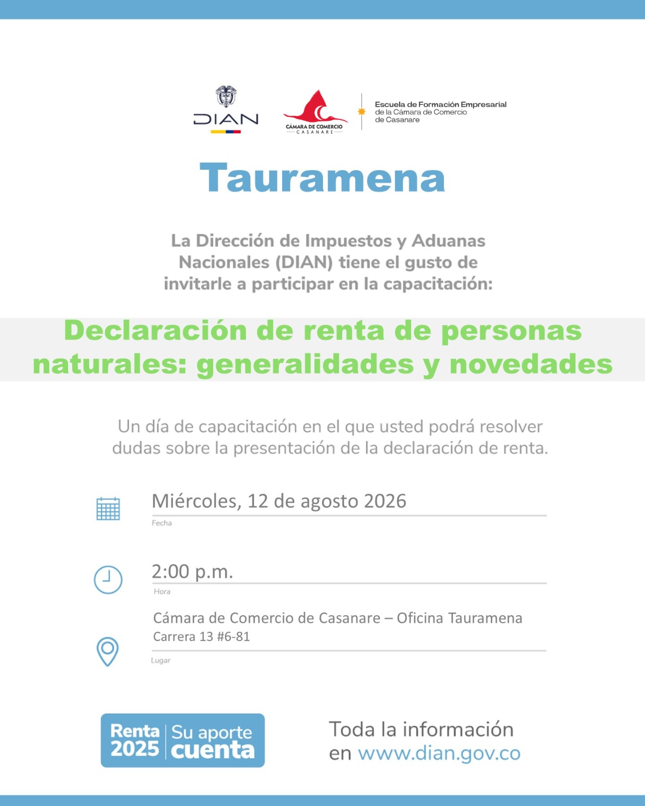 Declaración de renta de personas naturales: generalidades y novedades Tauramena