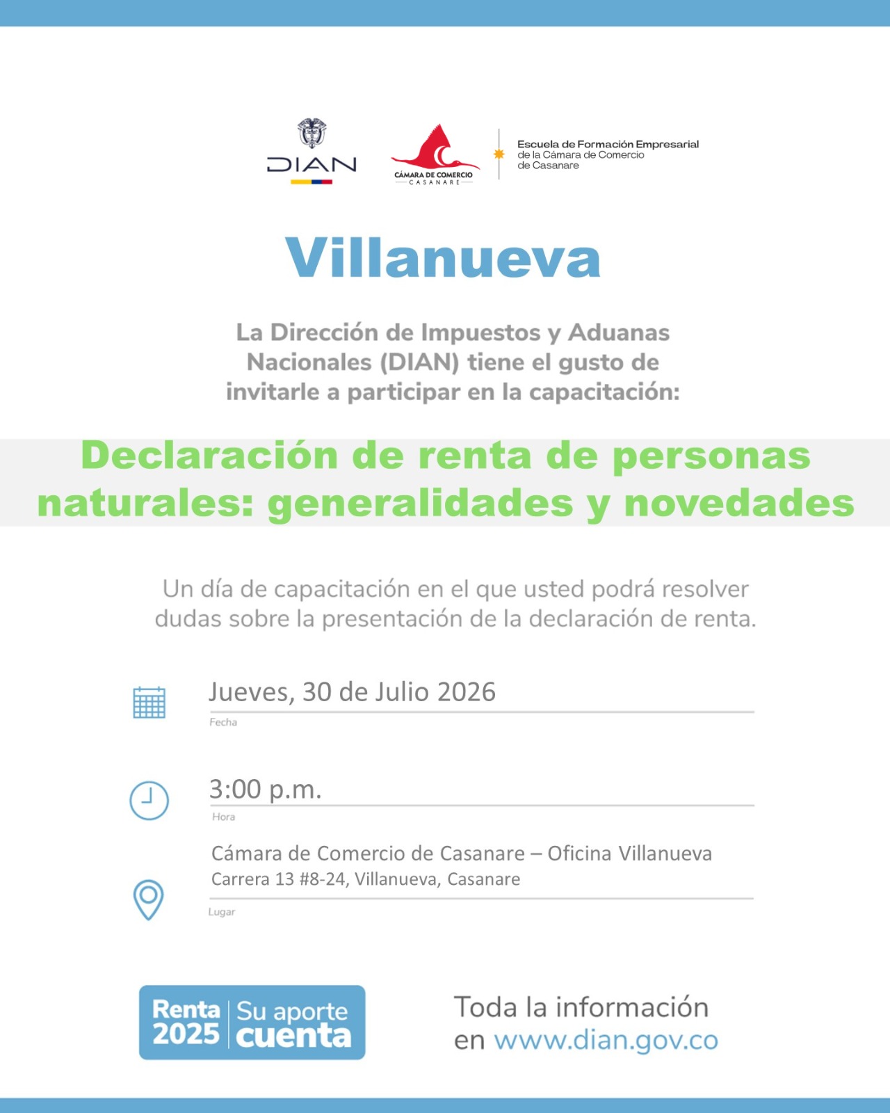 Declaración de renta de personas naturales: generalidades y novedades Villanueva